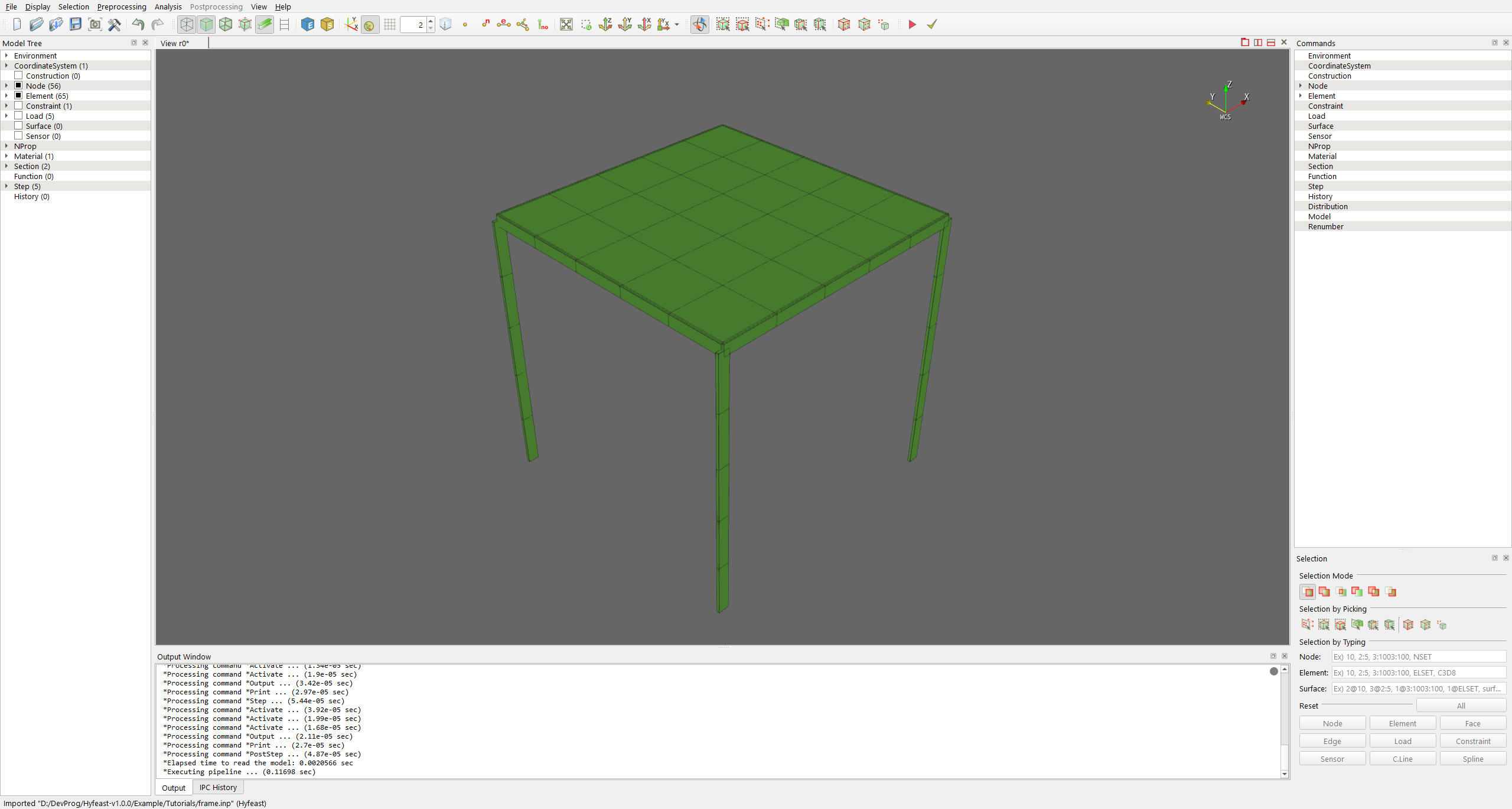 tutorial frame 모델을 불러온 hfVisualizer program shot